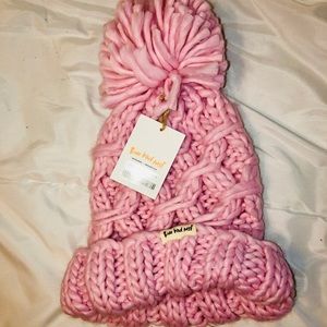 Three bird nest Pom Pom knit hat